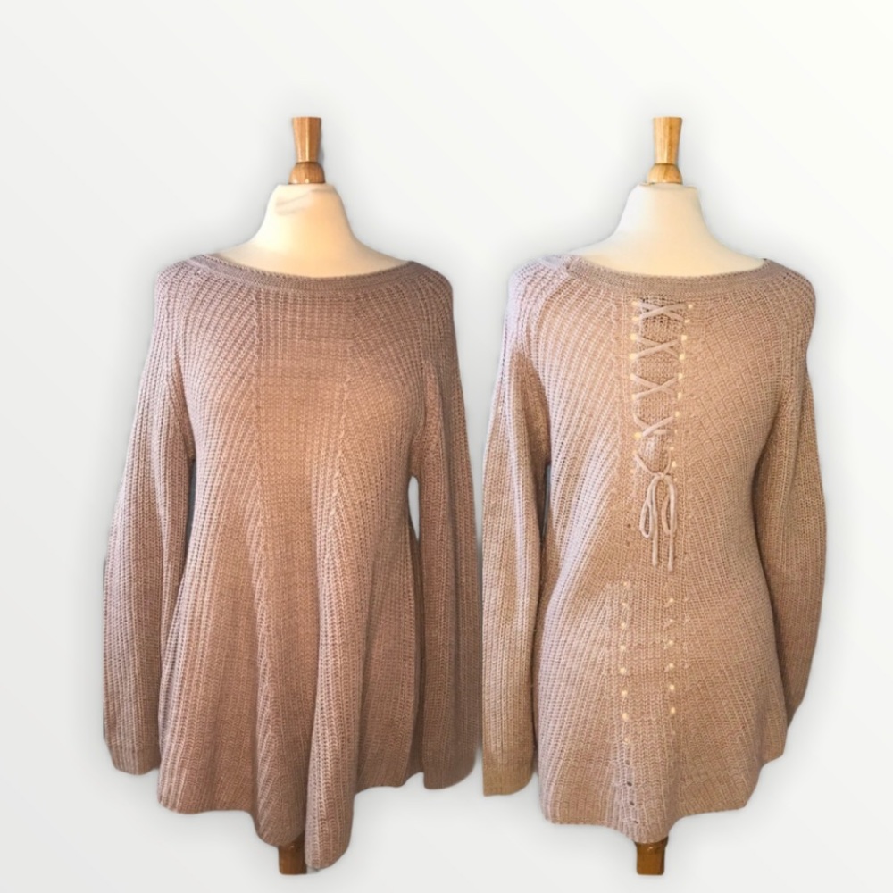 Great Northwest Indigo Lilac Cable knit sweater